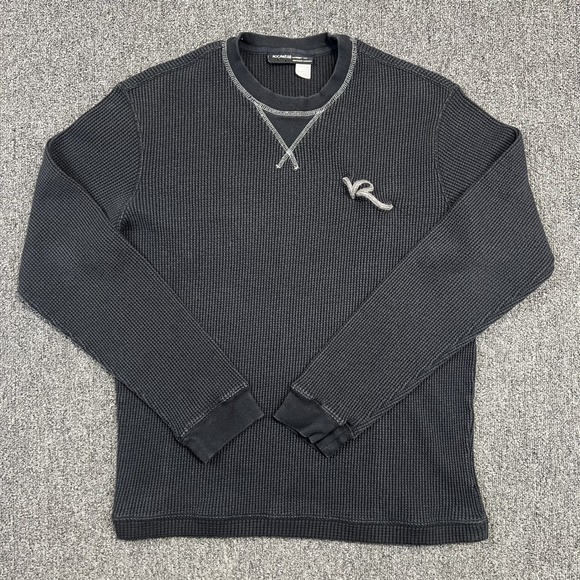 Rocawear Y2K Waffle Knit Thermal Shirt XL Black Cotton Blend Streetwear Hip Hop — photo 2